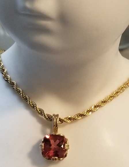 Easter Sale Vintage custom made 14k andesine sunstone  charm chain - Picture 8 of 16